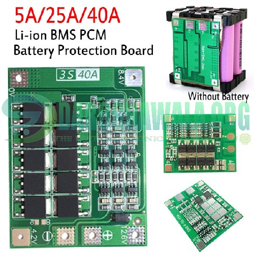 Latest Version 3S 40A Bms 11.1V 12.6V 18650 Lithium Battery Protection Board with 100mA Balancing Feature In Pakistan