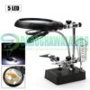 Magnifying Glass 5 LED Auxiliary Clip Magnifier 3 In1 Hand Soldering Solder Iron Stand Holder