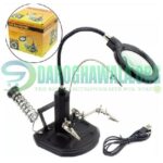 TE802 Advanced 2.5x-4x 16 SMD LEDs Desk Lamp Iron Soldering Base Magnifying Glass Helping Hand Station Stand