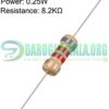 8.2K Ohm 14 Watt 5% Carbon Film Resistor Through Hole In Pakistan