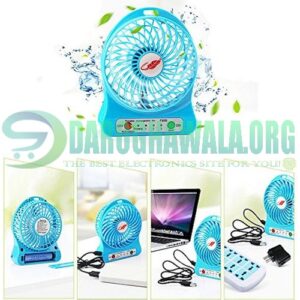 Mini Portable 3 Speed Fan with Light -Operated Fan With 18650 cell in Pakistan