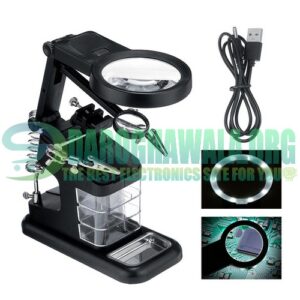 TE-803 Magnifying Glass 10 LED Light Lens Auxiliary Clip Magnifier With Soldering Stand In Pakistan