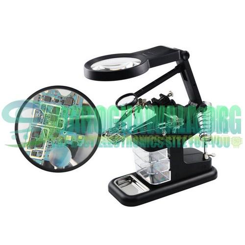 Stand Measuring Magnifier Loupe 10X w/Scale LED Li