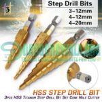 3Pcs HSS Titanium Coated Step Drill Bit Set In Pakistan