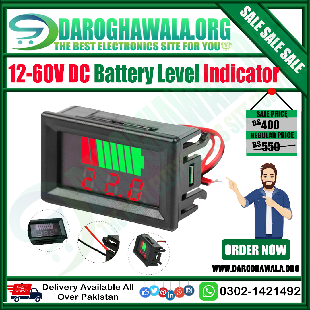 12-60V DC Digital Battery Level Indicator Volte Meter Battery Capacity Meter In Pakistan
