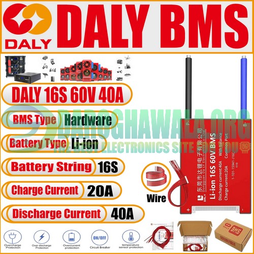 DALY 16S 60V 40A BMS For Lithium ion Battery In Pakistan