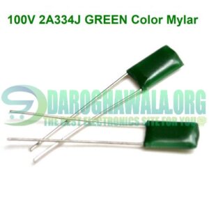 MYLAR 100V 2A334J GREEN Color Mylar Polyester Film Capacitor in Pakistan
