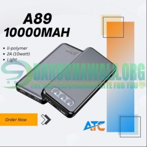 A89 5V 2A 10000mAh Power Bank With Bright LED Light In Pakistan