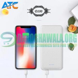 D100 5V 2A 10000mAh Power Bank Slim And Fast Polymer Power Bank In Pakistan