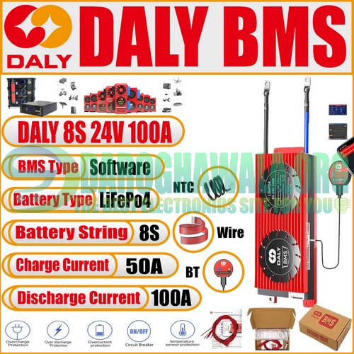 DALY LiFePo4 8S 24V 100A Smart BMS In Pakistan