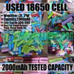 USED 18650 Lithium Ion Cell 3.7V 2000mAh Tested Capacity Cell For Power Bank DC Fan And Light In Pakistan