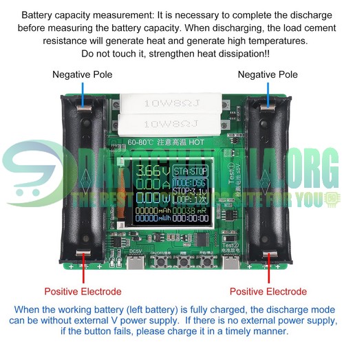 2 Channel Lithium Battery Charge Discharge Capacity Tester Module 