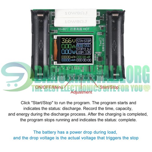 2 Channel Lithium Battery Charge Discharge Capacity Tester Module 